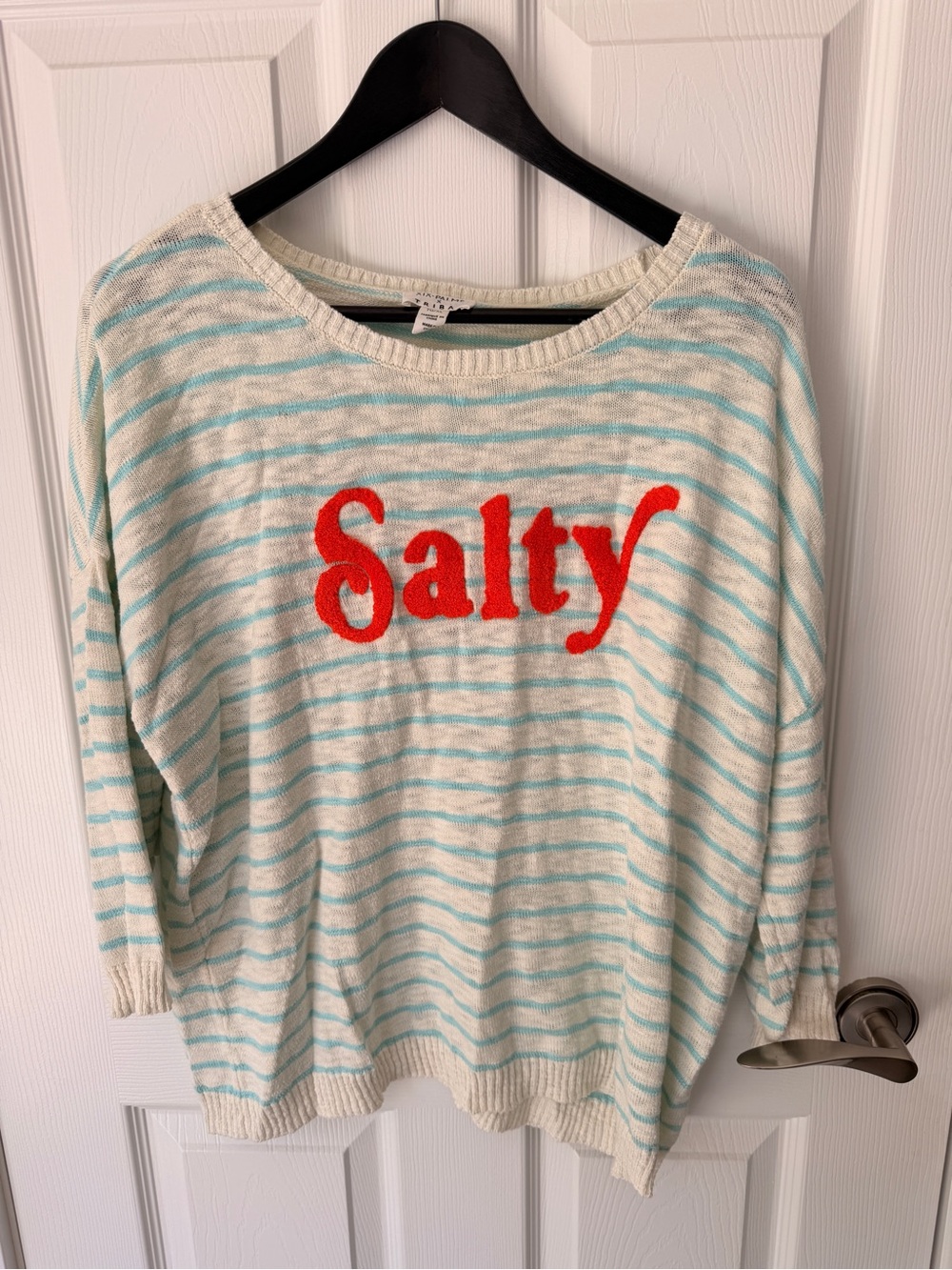 Tribal Cream & Light Blue Striped 'Salty' Crewneck Sweater